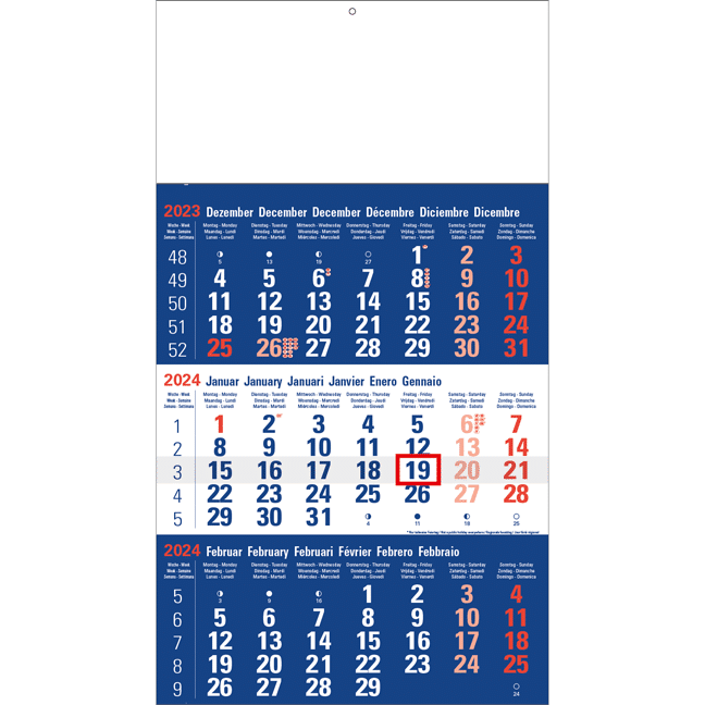 Calendrier trimestriel Focus 2024