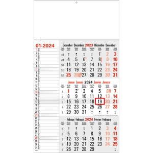 Calendrier trimestriel Mémo gris 2024