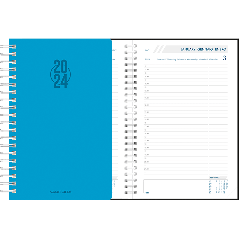 Agenda Daily 2024 wire-o - Bleu