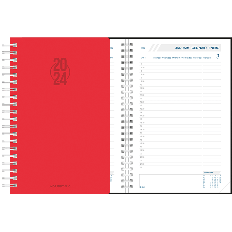 Agenda Daily 2024 wire-o - Rouge