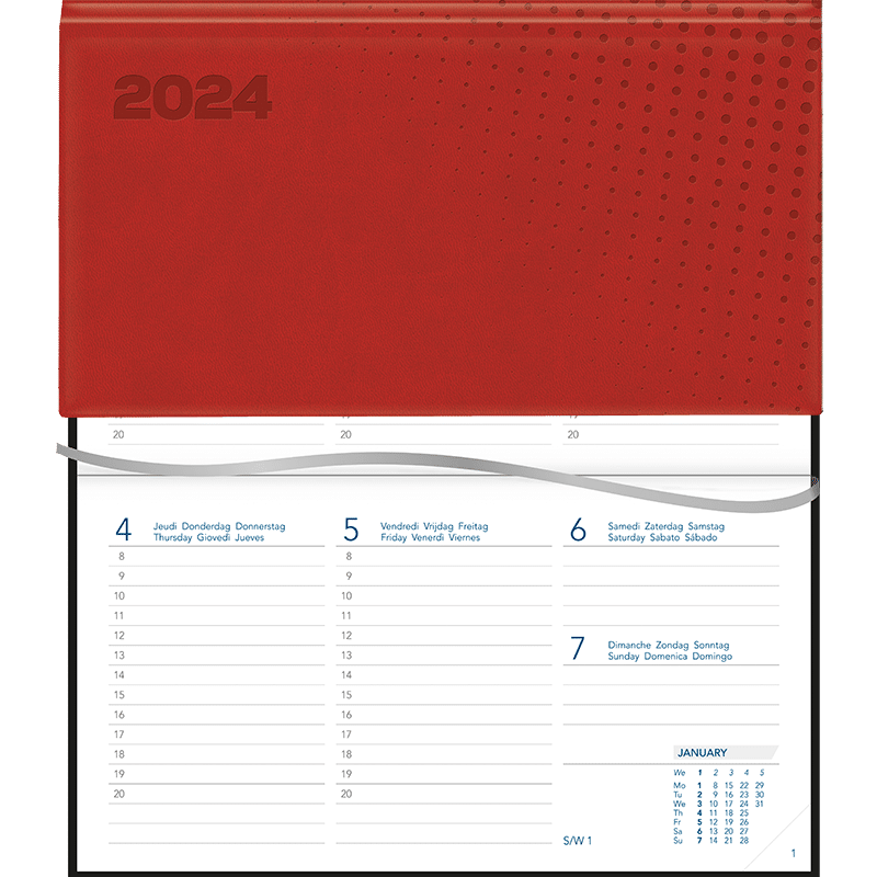 Agenda Novoplan 2024 Vivella rouge relié