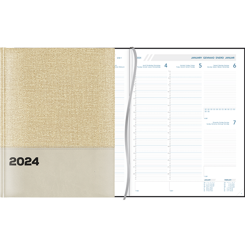 Agenda Plan-a-week 2024 cousu - beige