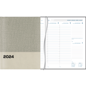 Agenda Plan-a-week 2024 cousu - gris