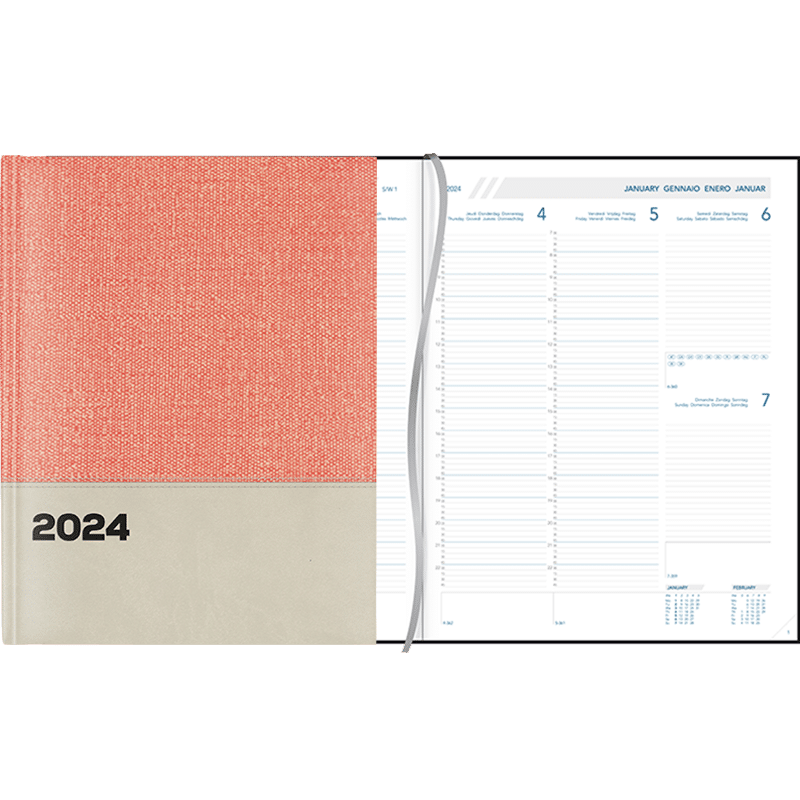 Agenda Plan-a-week 2024 cousu - rose