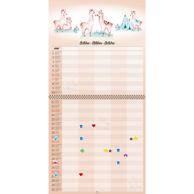 Calendrier mural Family planner 2024 - October