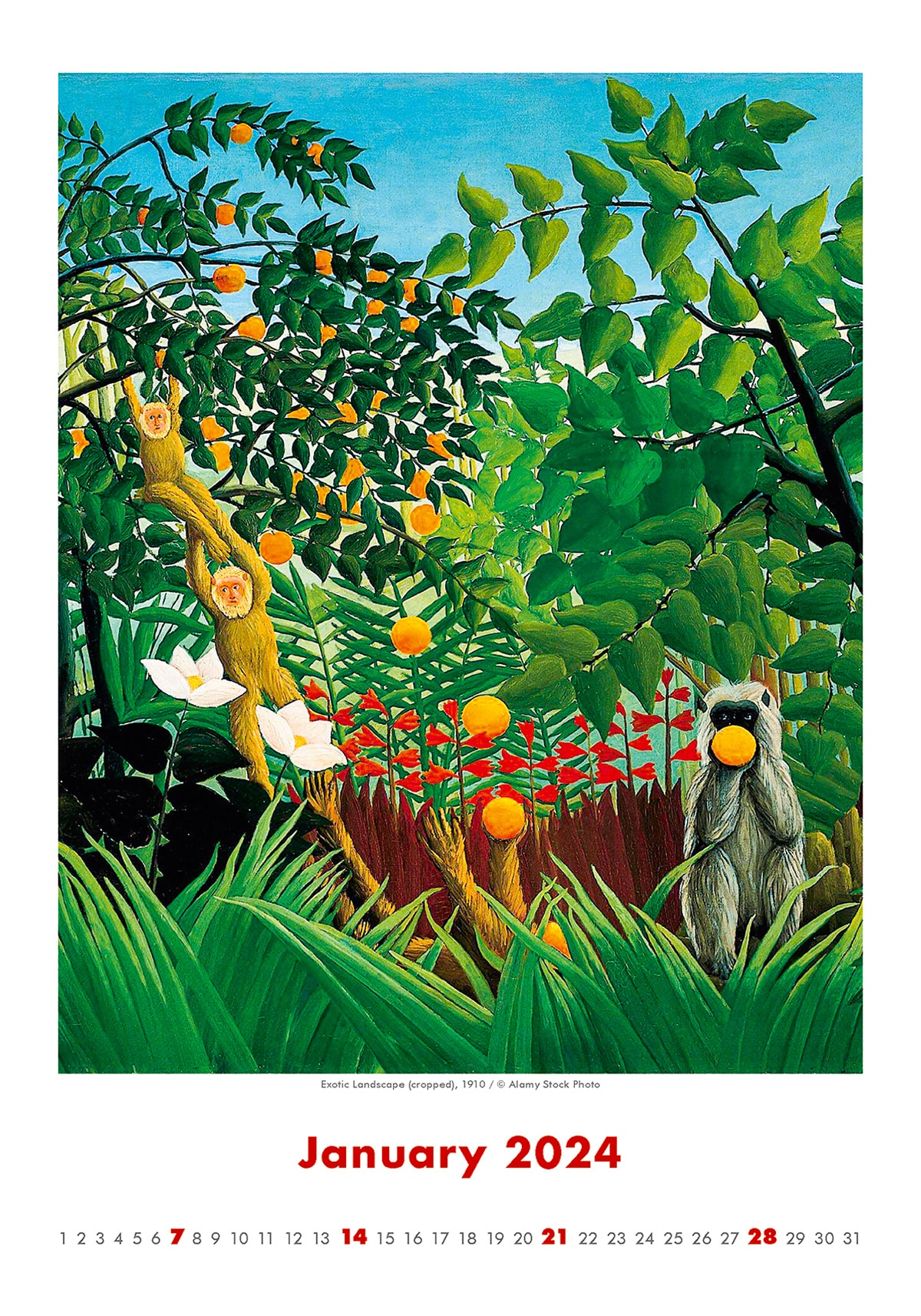 Calendrier Art Naive - Henri Rousseau 2024 - Janvier