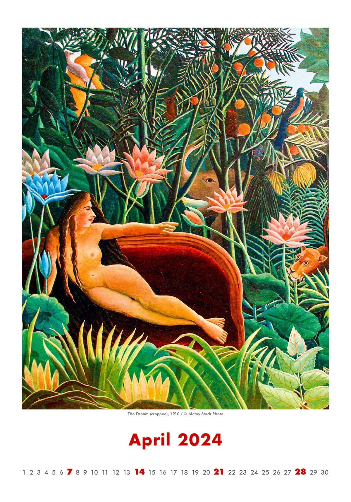 Calendrier Art Naive - Henri Rousseau 2024 - Avril