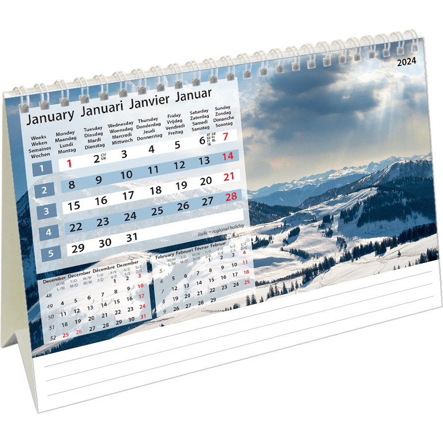 Calendrier de bureau Serenity 2024 - Janvier