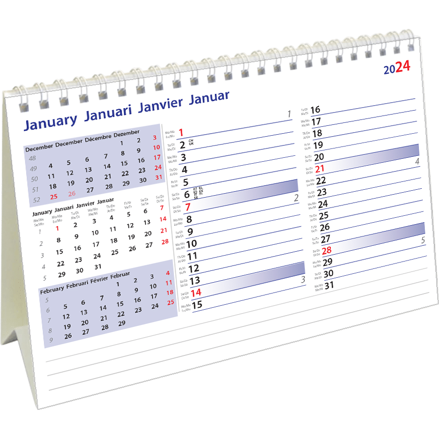 Calendrier de bureau International Memo 2024