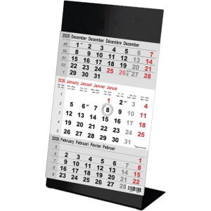 Calendrier de bureau 3 mois Color noir 2026