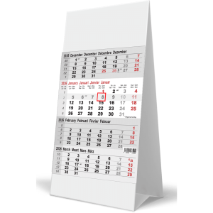 Calendrier de bureau 4 mois 2026