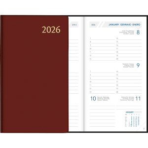 Agenda de poche Visuplan 2026 relié bordeaux