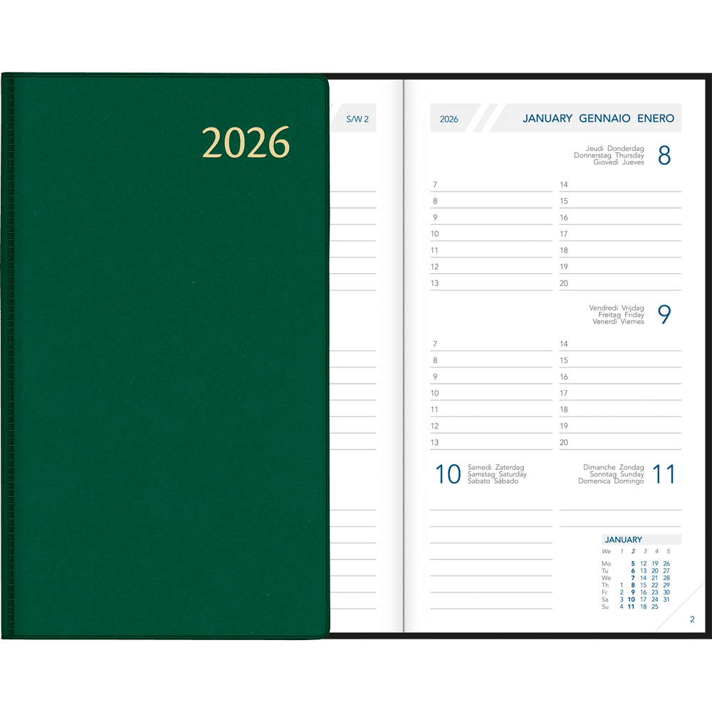 Agenda de poche Visuplan 2026 relié vert