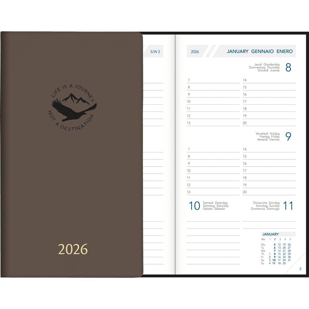 Agenda de poche Visuplan 2026 relié gris charbon