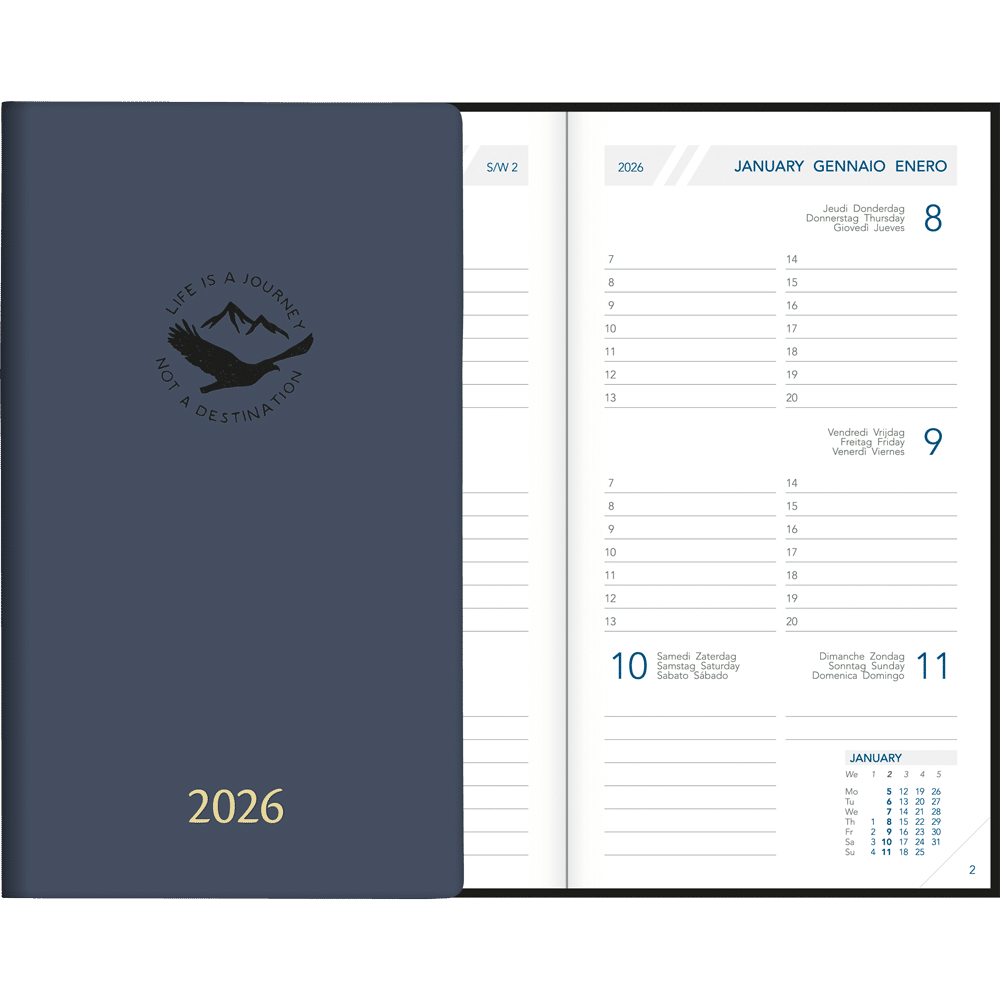 Agenda de poche Visuplan 2026 relié indigo