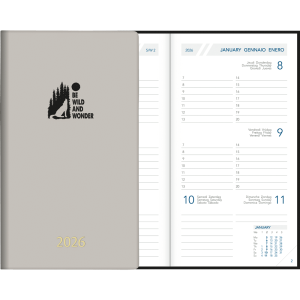 Agenda de poche Visuplan 2026 relié gris brume