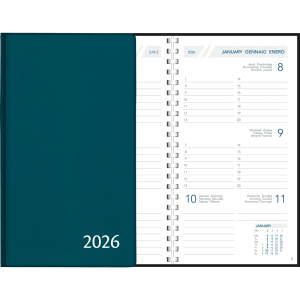 Agenda de poche Visuplan 2026 spirale bleu vert