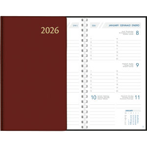 Agenda de poche Visuplan 2026 spirale bordeaux