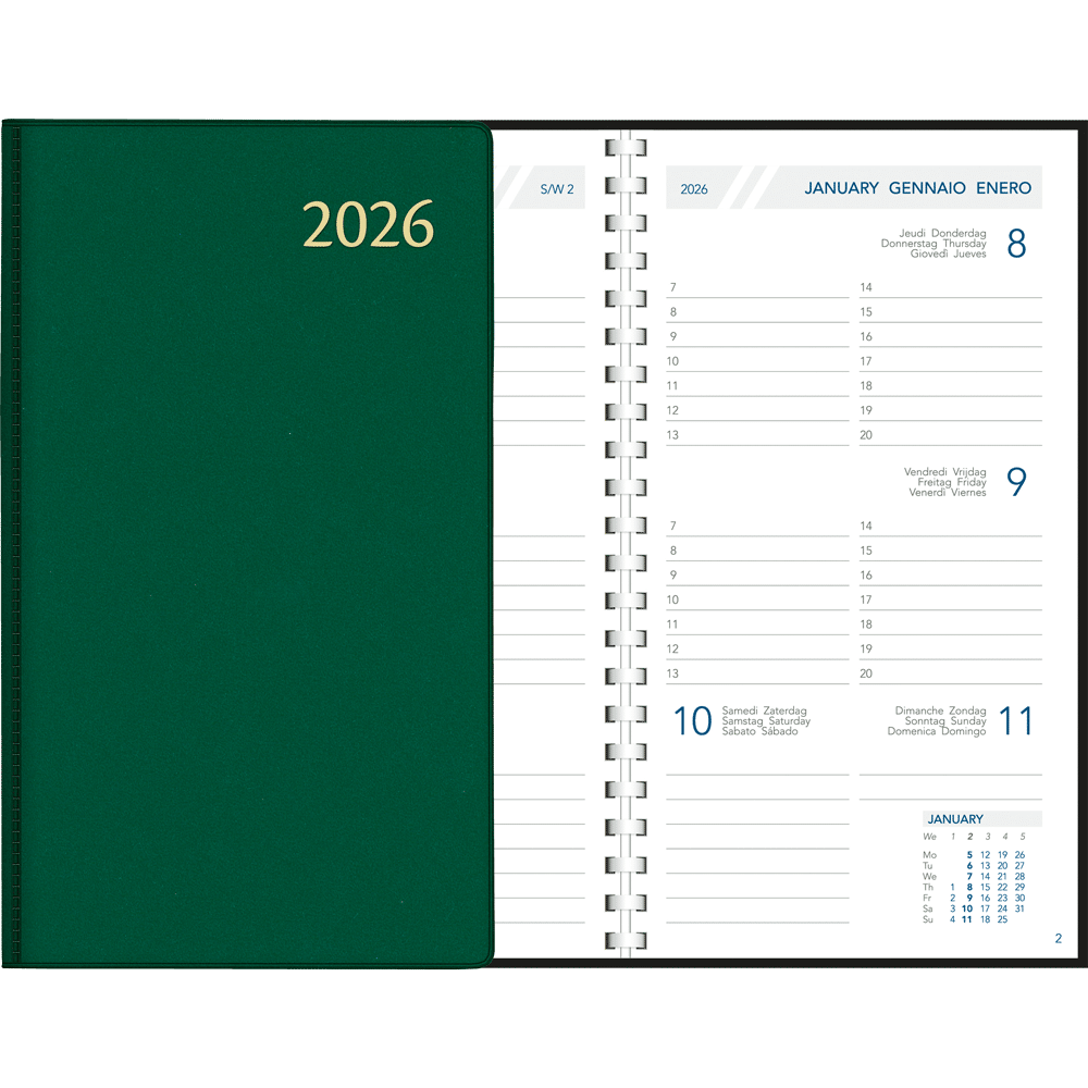 Agenda de poche Visuplan 2026 spirale vert