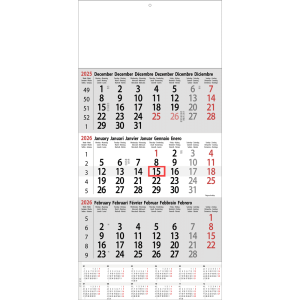 Calendrier trimestriel Classic avec récapitulatif annuel 2026