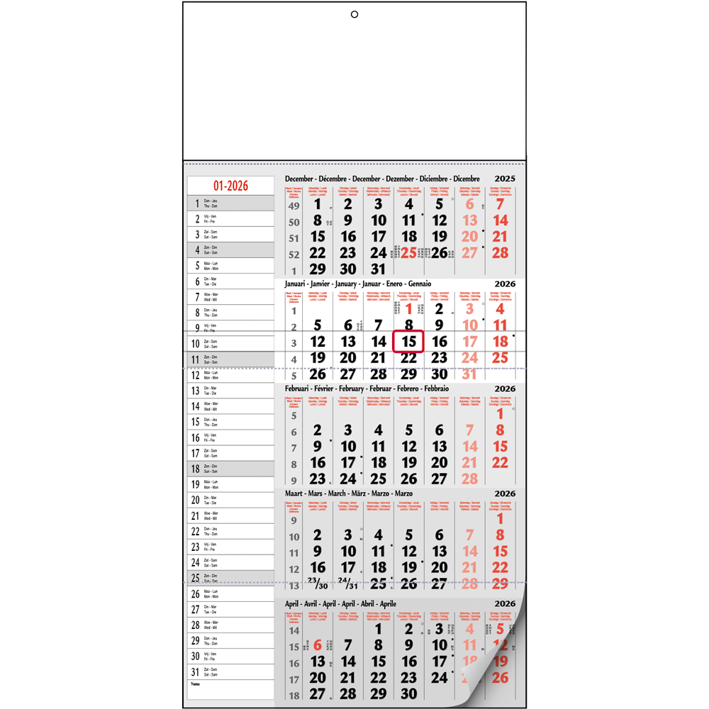Calendrier 5 mois Mémo 2026 Calendrier 5 mois Mémo 2026