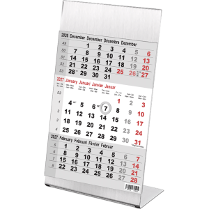 Calendrier de bureau 2027 3 mois Steel
