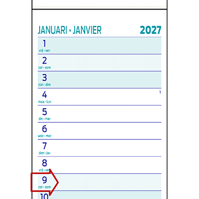 Calendrier languette Midi 2027 - Détail