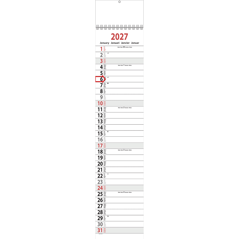 Calendrier languette XL 2027