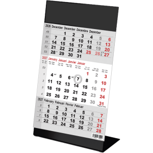 Calendrier de bureau 2027 3 mois Color noir