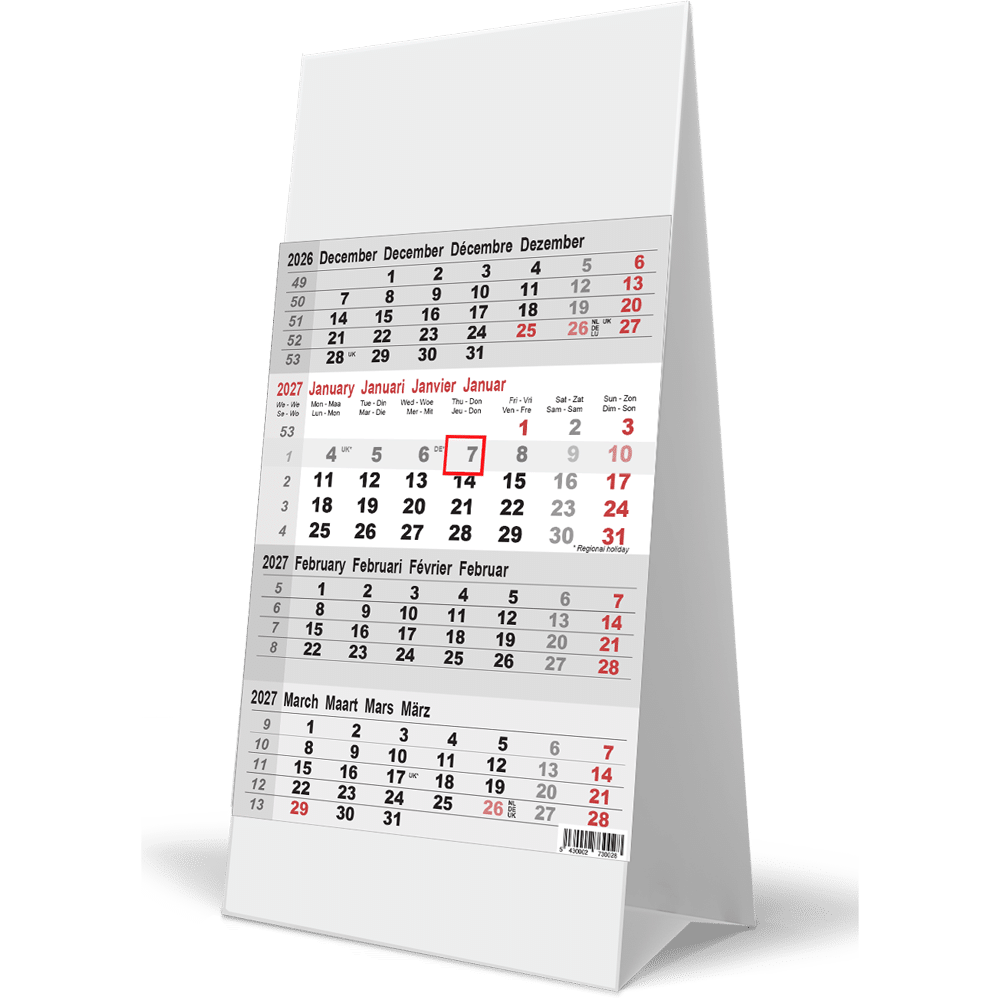 Calendrier de bureau 2027 4 mois Calendrier de bureau 2027 4 mois