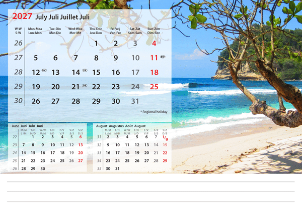Calendrier chevalet Beautiful Nature 2027 - Juillet Calendrier chevalet Beautiful Nature 2027 - Juillet