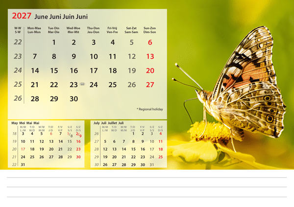 Calendrier chevalet Beautiful Nature 2027 - Juin Calendrier chevalet Beautiful Nature 2027 - Juin
