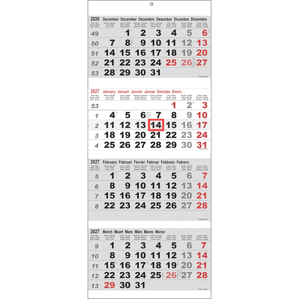 Calendrier 4 mois Maxi 2027