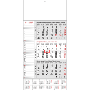 Calendrier trimestriel Mémo 2027 avec récapitulatif annuel