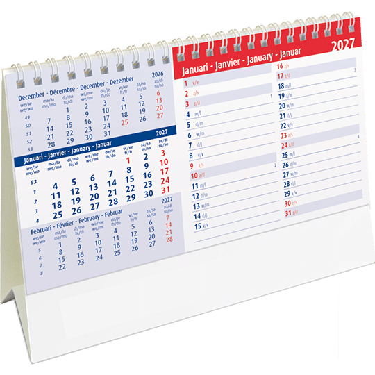 Calendrier de bureau Belgium Memo 2027