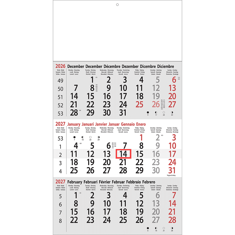 Calendrier trimestriel 2027