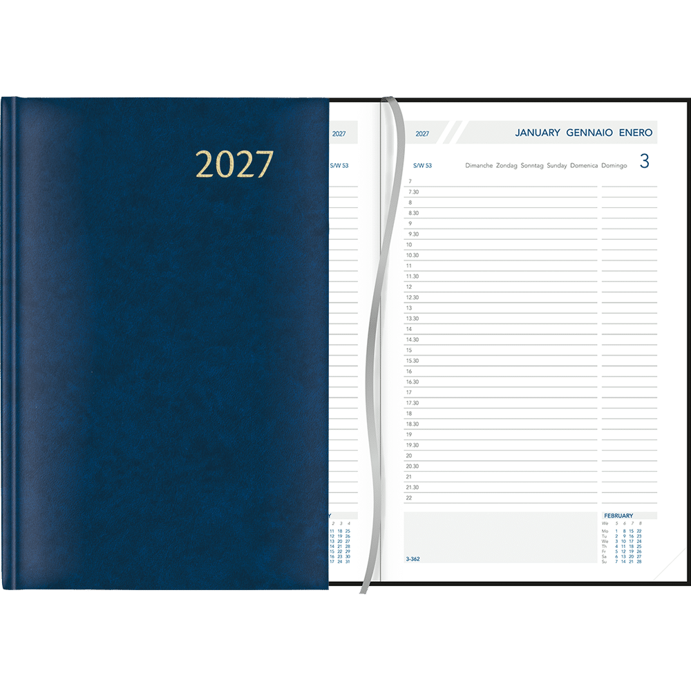 Agenda journalier 2027 relié bleu