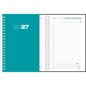 Agenda journalier 2027 wire-o, bleu