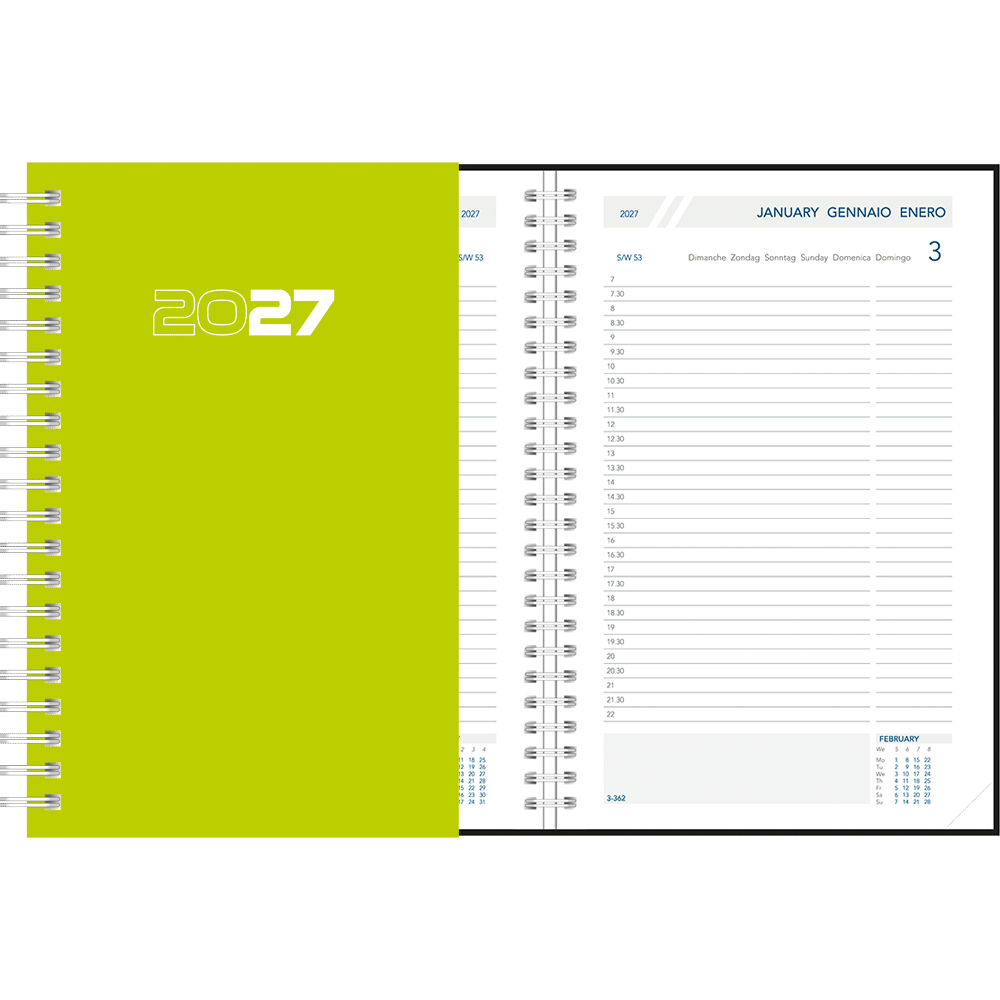 Agenda journalier 2027 wire-o, vert