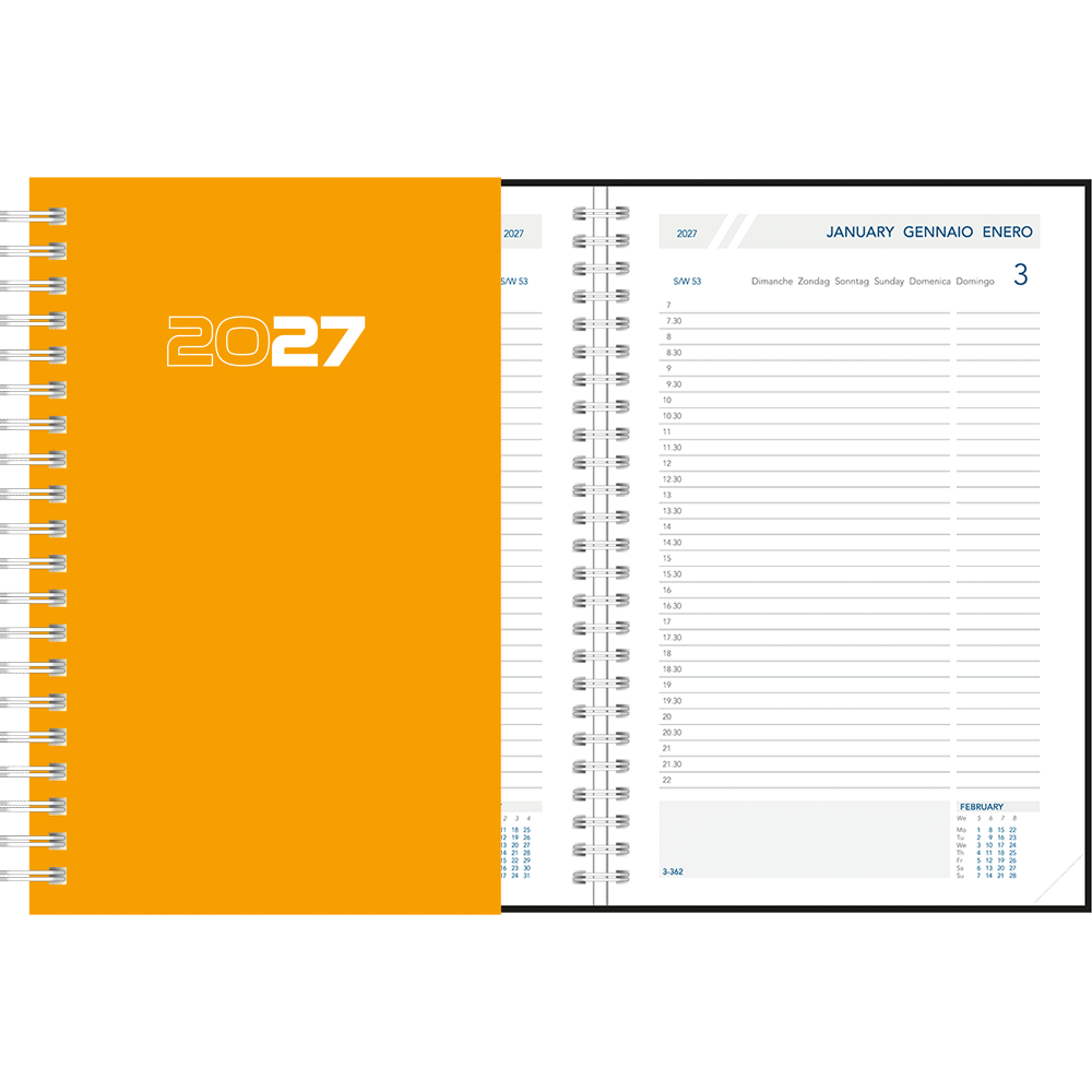 Agenda journalier 2027 wire-o, orange