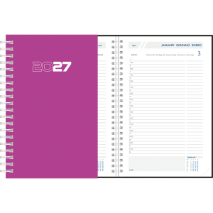 Agenda journalier 2027 wire-o, violet