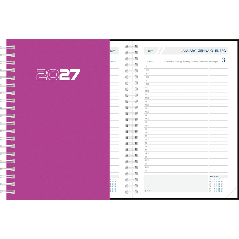 Agenda journalier 2027 wire-o, violet