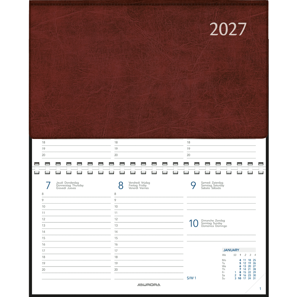 Agenda de poche Novoplan 2027 spirale, bordeaux