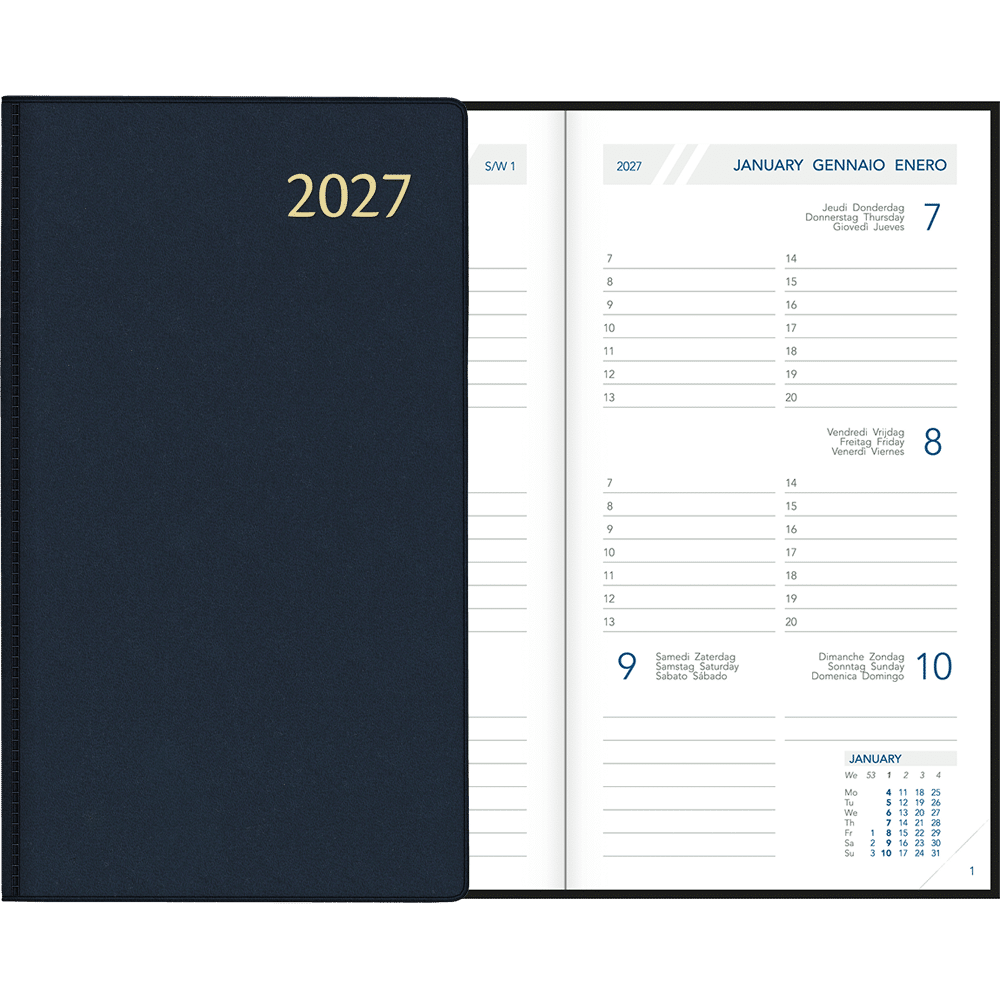 Agenda de poche Visuplan 2027 relié, bleu