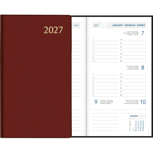 Agenda de poche Visuplan 2027 relié, bordeaux