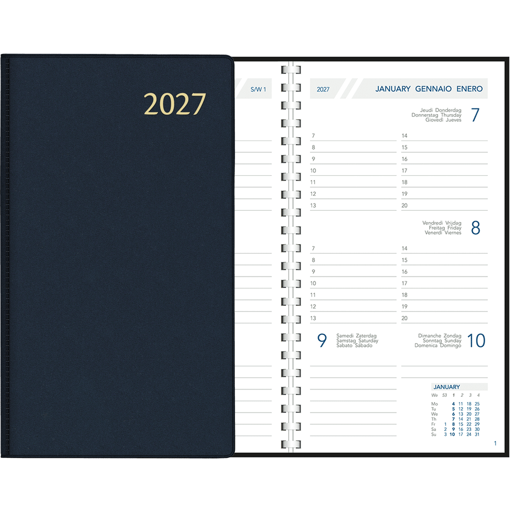 Agenda de poche Visuplan 2027 spirale, bleu