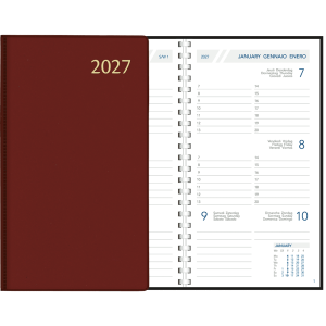 Agenda de poche Visuplan 2027 spirale, bordeaux