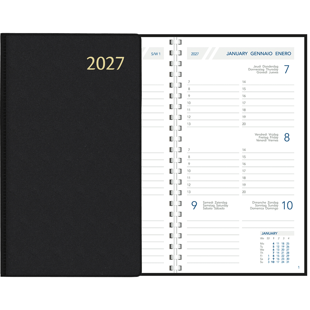Agenda de poche Visuplan 2027 spirale, noir