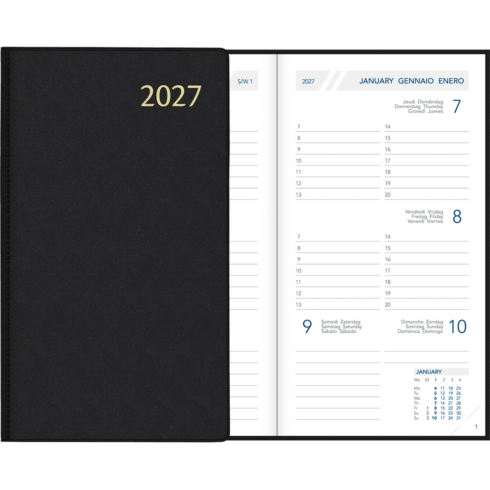 Agenda de poche Visuplan 2027 relié, noir Agenda de poche Visuplan 2027 relié, noir