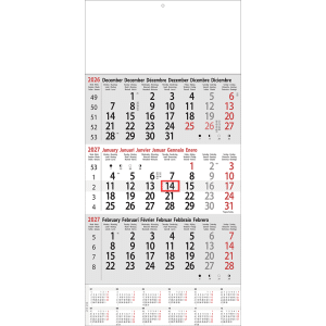 Calendrier trimestriel 2027 avec récapitulatif annuel